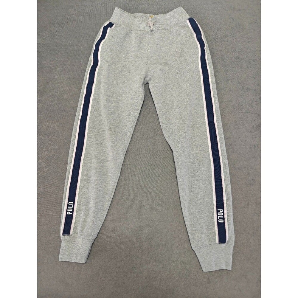 Polo Ralph Lauren Girls L 12-14 Gray Jogger Sweatpants Side Stripe Logo